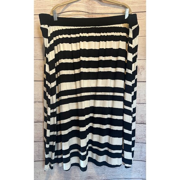 Ava & Viv Black White Striped Midi Skirt Plus Size 3X NWOT - Picture 3 of 11